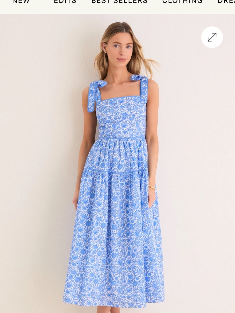 Hyacinth House Chinoiserie Floral Julie Maxi Dress, EUC